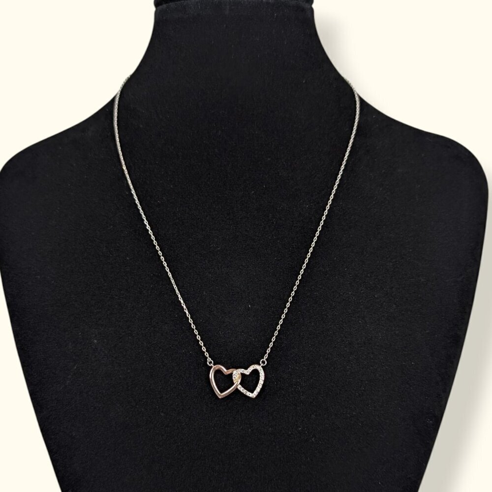 (2/$20) Dainty Rhinestone Heart Cut Out Necklace